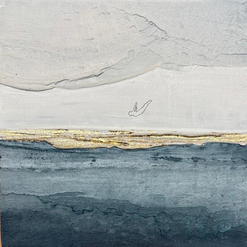 Peinture LIBELLULA par Roma Gaia | Tableau Matiérisme Minimaliste Acrylique Sable