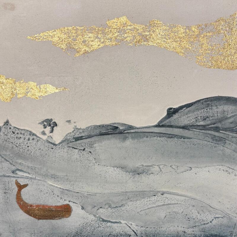 Painting OLTREMARE by Roma Gaia | Painting Subject matter Minimalist Acrylic Sand