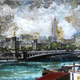 Painting Paris toujours by Romanelli Karine | Painting Figurative Acrylic, Gluing