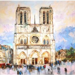 Painting Paris de Notre-Dame by Novokhatska Olga | Painting Figurative Acrylic, Oil Urban