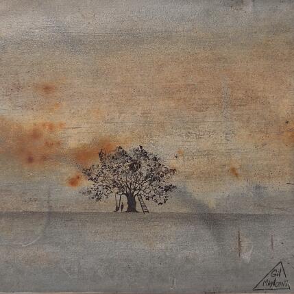 Painting Dolorès by Manconi Gil | Painting Subject matter Metal, Upcycling Landscapes