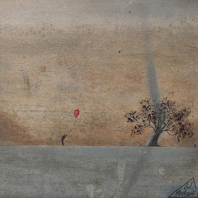 Painting Donatella by Manconi Gil | Painting Subject matter Landscapes Metal Upcycling