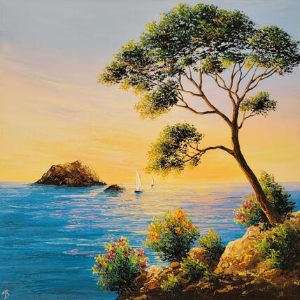 Painting Le présent est un cadeau by Blandin Magali | Painting Figurative Oil Landscapes