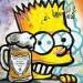 Painting Bart Simpson loves champagne by Cornée Patrick | Painting Pop-art Cinema Pop icons Life style Graffiti Oil