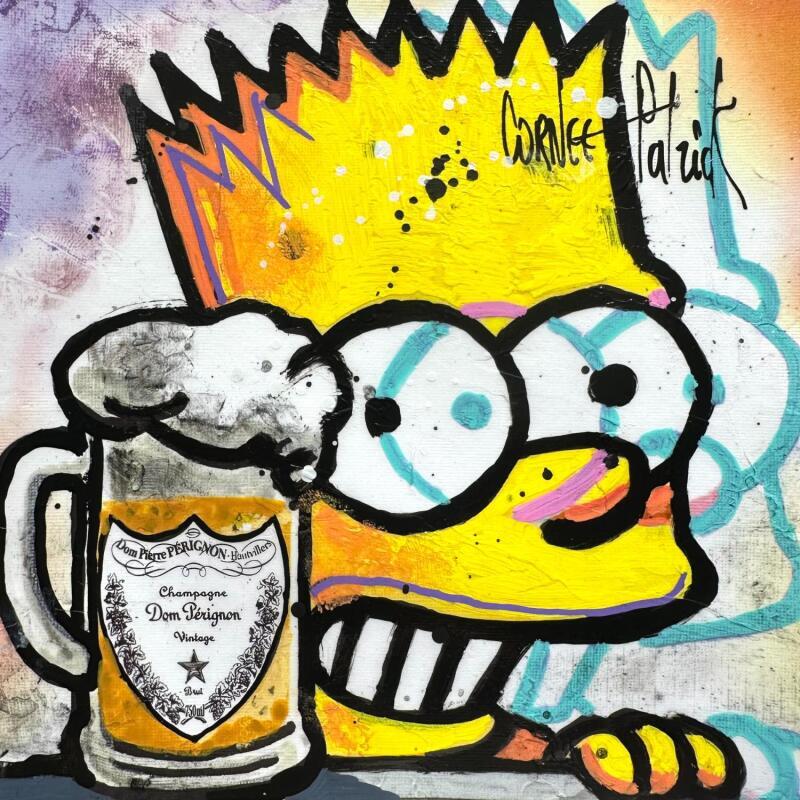 Painting Bart Simpson loves champagne by Cornée Patrick | Painting Pop-art Cinema Pop icons Life style Graffiti Oil