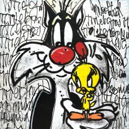 Peinture Titi et Grosminet par Cornée Patrick | Tableau Pop-art Graffiti, Huile Cinéma, Enfant, Icones Pop