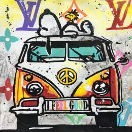 Pintura Snoopy loves trip por Cornée Patrick | Pintura Pop art Aceite, Graffiti Cine, Iconos pop, Niño