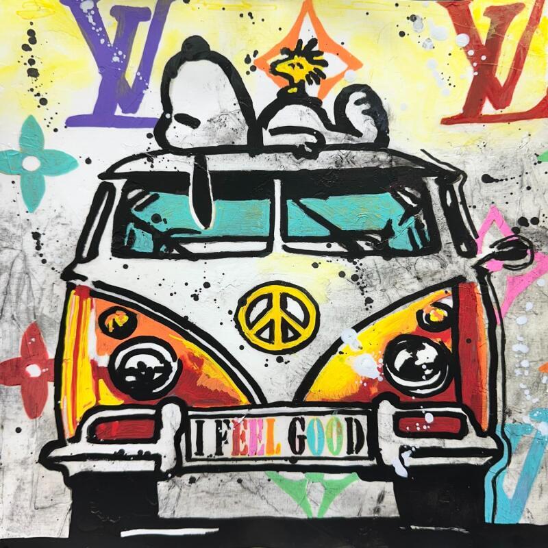 Painting Snoopy loves trip by Cornée Patrick | Painting Pop-art Cinema Pop icons Child Graffiti Oil
