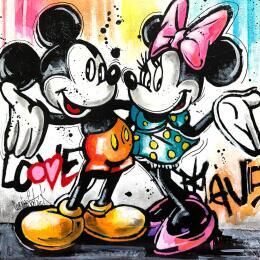 Peinture Mickey et Minnie pour la vie par Cornée Patrick | Tableau Pop-art Graffiti, Huile Cinéma, Enfant, Icones Pop