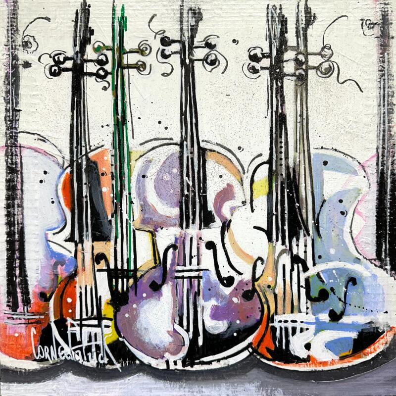 Painting Happy violins by Cornée Patrick | Painting Pop-art Music Graffiti Oil