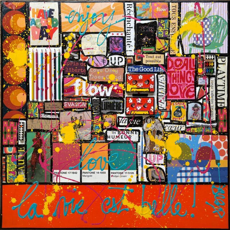 Painting La vie est belle ! by Costa Sophie | Painting Pop-art Acrylic Gluing Upcycling