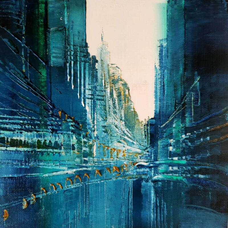 Painting Notes d'émeraude by Levesque Emmanuelle | Painting Oil