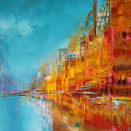 Painting Ouverture bleue by Levesque Emmanuelle | Painting Oil