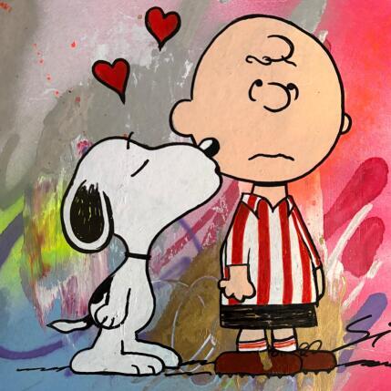 Pintura Snoopy loves atleti por Mestres Sergi | Pintura Pop art Acrílico, Graffiti Iconos pop