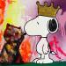 Painting Snoopy and puppy by Mestres Sergi | Painting Pop-art Pop icons Graffiti Acrylic