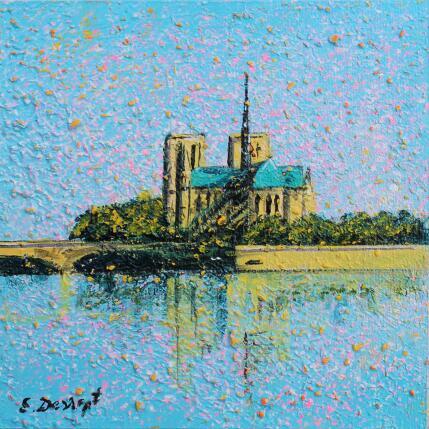Peinture Petite Notre-Dame par Dessapt Elika | Tableau Impressionnisme Acrylique, Sable