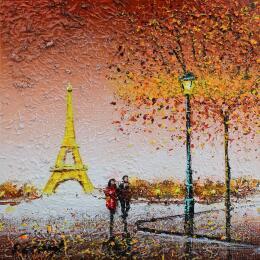Gemälde Notre petit Paris von Dessapt Elika | Gemälde Impressionismus Acryl, Sand