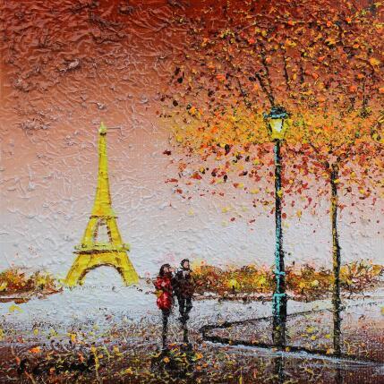 Peinture Notre petit Paris par Dessapt Elika | Tableau Impressionnisme Acrylique, Sable