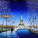 Peinture Un noël à Paris par Dessapt Elika | Tableau Impressionnisme Acrylique Sable