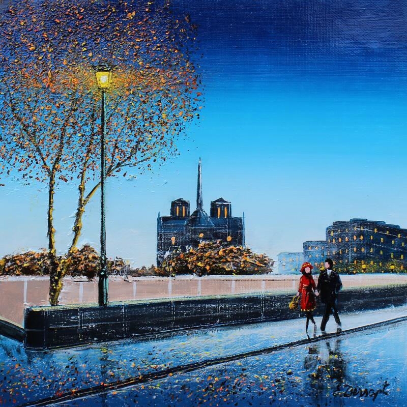Painting Notre soirée vers Notre-Dame by Dessapt Elika | Painting Impressionism Acrylic Sand