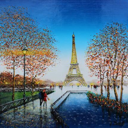 Peinture Notre séjour à Paris par Dessapt Elika | Tableau Impressionnisme Acrylique, Sable