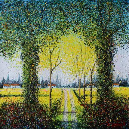 Peinture Une pause à la campagne  par Dessapt Elika | Tableau Impressionnisme Acrylique, Sable