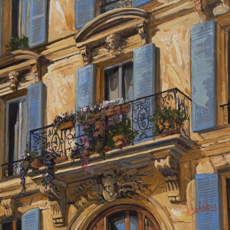 Gemälde Chez Flora von Brooksby | Gemälde Figurativ Architektur Öl