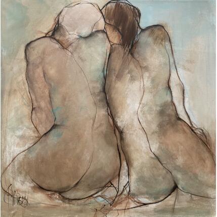 Peinture L'etreinte des lignes par Chaperon Martine | Tableau Figuratif Acrylique Nu