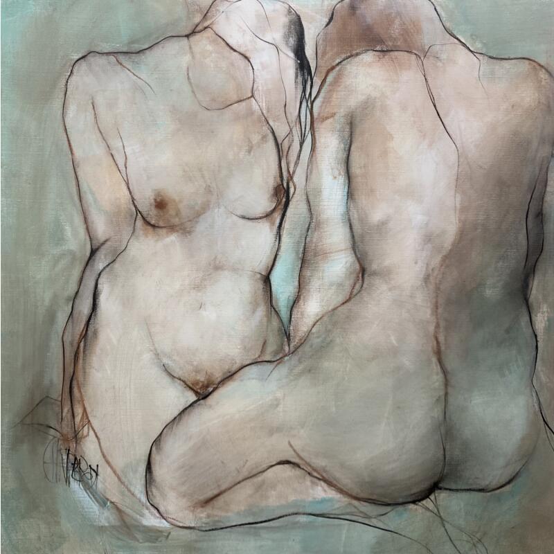 Gemälde Les coprs se souviennent von Chaperon Martine | Gemälde Figurativ Akt Acryl