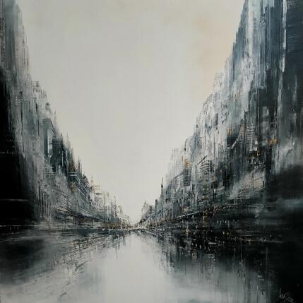 Painting Ville argentique by Levesque Emmanuelle | Painting Oil