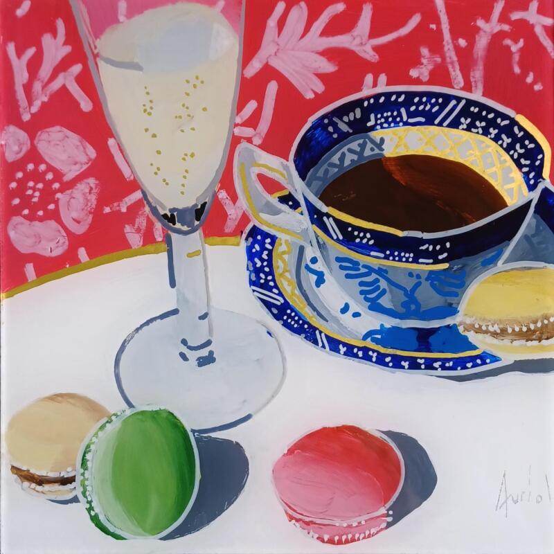 Peinture Champagne au breakfast  par Auriol Philippe | Tableau Figuratif Natures mortes Plexiglas Acrylique Posca