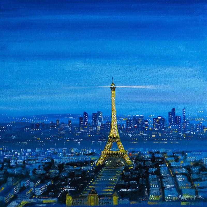 Peinture AZUL PARIS par Rodriguez Rio Martin | Tableau Figuratif Urbain Huile