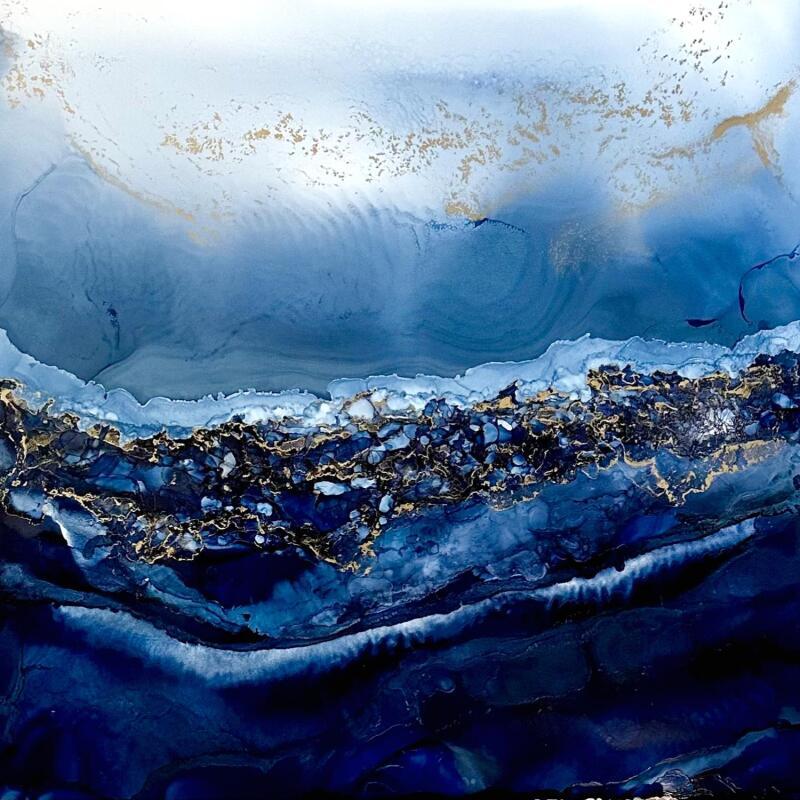 Gemälde 2843 Bleu Velvet von Depaire Silvia | Gemälde Abstrakt Landschaften Marine Minimalistisch Acryl