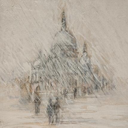 Painting Neige au Sacré Coeur by Rocco Sophie | Painting Raw art Acrylic, Gluing, Sand