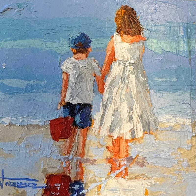 Painting EN LA PLAYA by Escobar Francesca | Painting Figurative Marine Acrylic