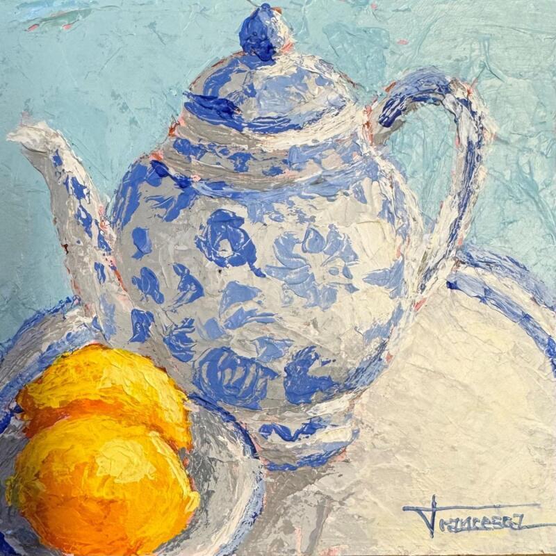 Painting HORA DEL TÉ by Escobar Francesca | Painting Figurative Acrylic