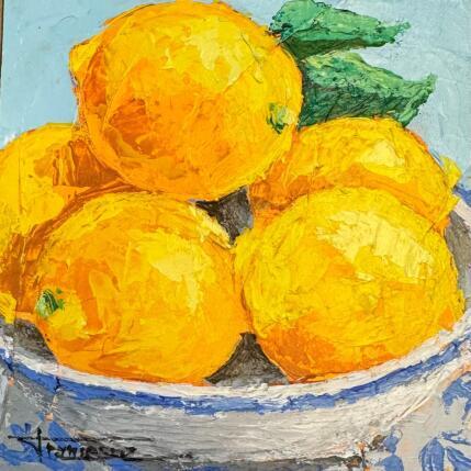 Painting YELLOW FRUIT by Escobar Francesca | Painting Figurative Acrylic Still-life