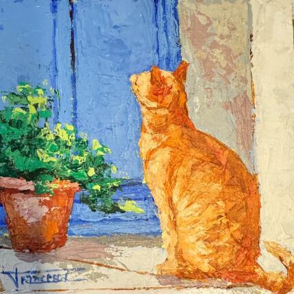 Painting THE CAT by Escobar Francesca | Painting Figurative Acrylic Animals