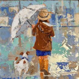Peinture DIA DE LLUVIA par Escobar Francesca | Tableau Figuratif Acrylique Enfant