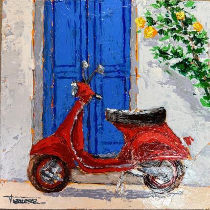Peinture VESPA ROJA par Escobar Francesca | Tableau Figuratif Acrylique Paysages
