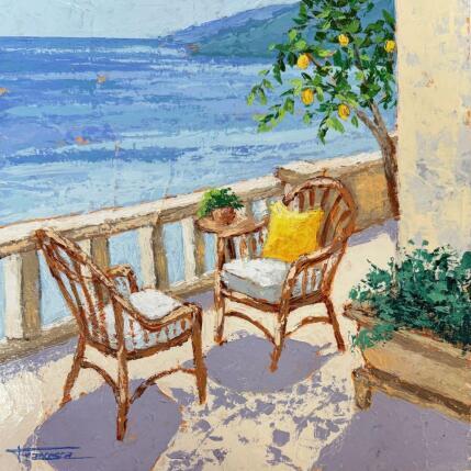 Gemälde A LA SOMBRA DEL LIMONERO von Escobar Francesca | Gemälde Figurativ Acryl Marine