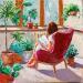 Painting LECTURA EN OTOÑO by Escobar Francesca | Painting Figurative Life style Acrylic
