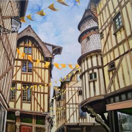 Gemälde Troyes. City of rhythms von Rasa | Gemälde Figurativ Acryl Urban