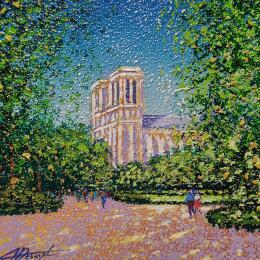 Peinture Parc René Viviani par Dessapt Alan | Tableau Figuratif Acrylique, Huile Urbain