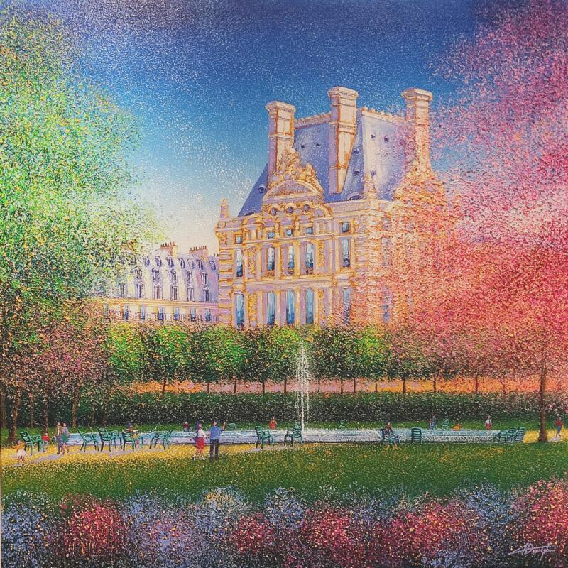 Painting Les Tuileries Fleuries by Dessapt Alan | Painting Figurative Urban Oil Acrylic