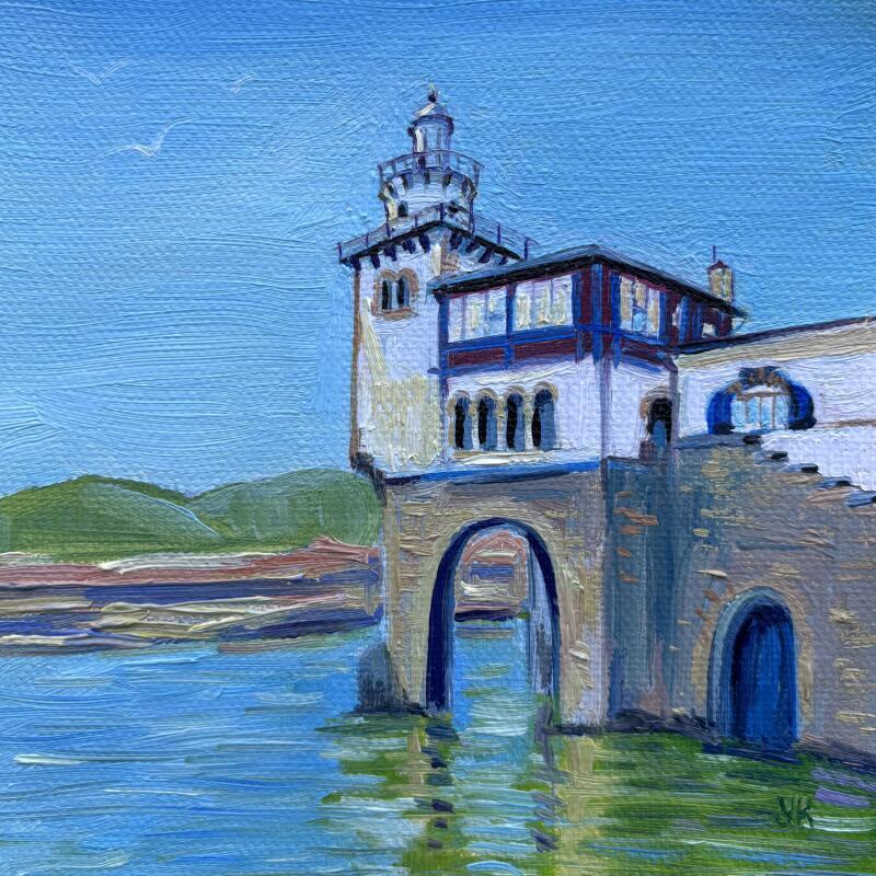 Painting Faro del Muelle de Arriluze by Kochevykh Yulia | Painting Impressionism Landscapes Marine Architecture Oil