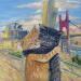 Painting Mon meilleur copain by Kochevykh Yulia | Painting Figurative Urban Animals Architecture Oil
