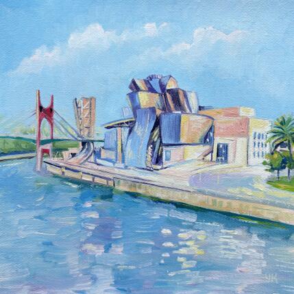 Peinture Guggenheim par Kochevykh Yulia | Tableau Figuratif Huile Architecture, Paysages, Urbain