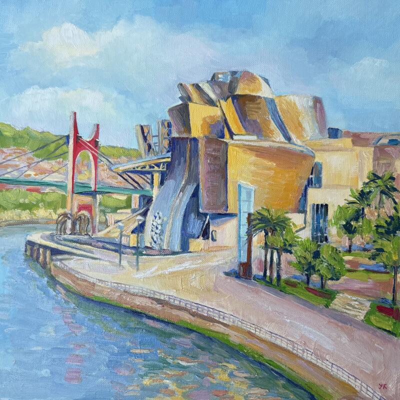 Pintura Musée d'art contemporain por Kochevykh Yulia | Pintura Realismo Paisajes Urbano Arquitectura Aceite Papel