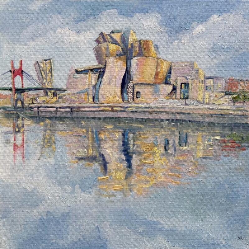 Pintura Reflet dans l'eau por Kochevykh Yulia | Pintura Arte bruto Paisajes Naturaleza Arquitectura Aceite Papel